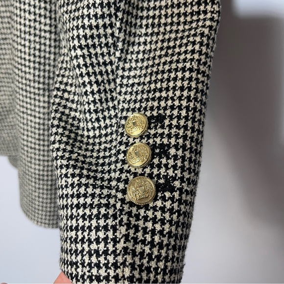 Zara Houndstooth Textured Gold Button Tweed Double Breasted Blazer 2761/255 XS - Picture 12 of 16